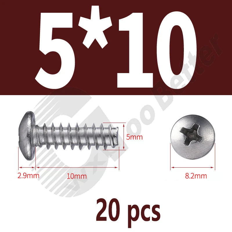 Pan Head Sheet Metal Screws Metric M1~M6 A2 Stainless Steel Sheet Metal Screws
