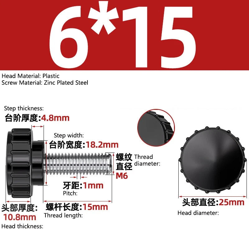 M3-M8 A2/304 Stainless Steel Plastic Knob Thumb Screws Hand Twist DIY Machinery