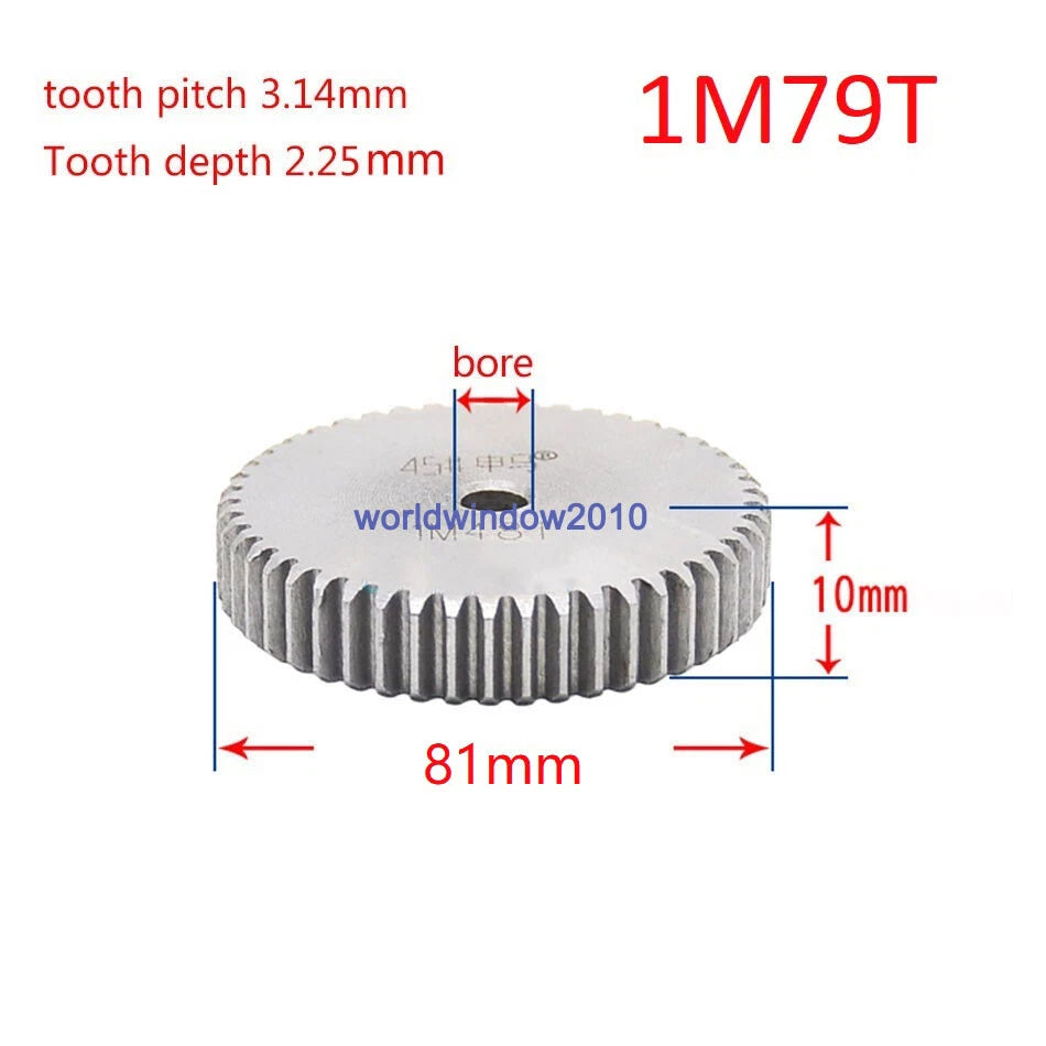 45# Steel Spur Gear 1M12T-1M100T Metal Mod 1 Pinion Gear 12-100 Tooth Moter Gear