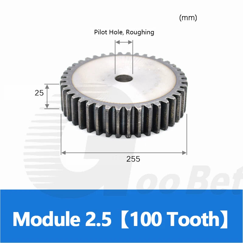 Mod 2.5 Spur Gear C45 Steel 12 to 100 Tooth Motor Pinion Cogwheel Hardened Flat