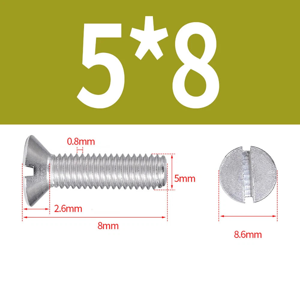 M1.6–M8 A2 Stainless Steel Flat Head Slotted Machine Screws | Countersunk Bolts