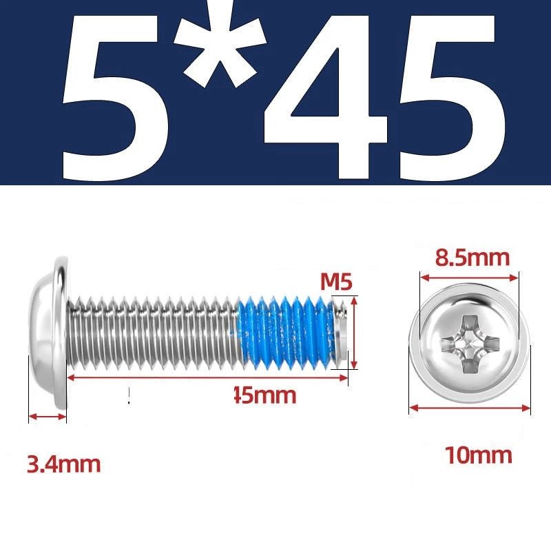 A2 Stainless Steel Phillips Flanged Button Head Machine Screws — M2 to M6, Built - In Washer Face - HomeDIYer