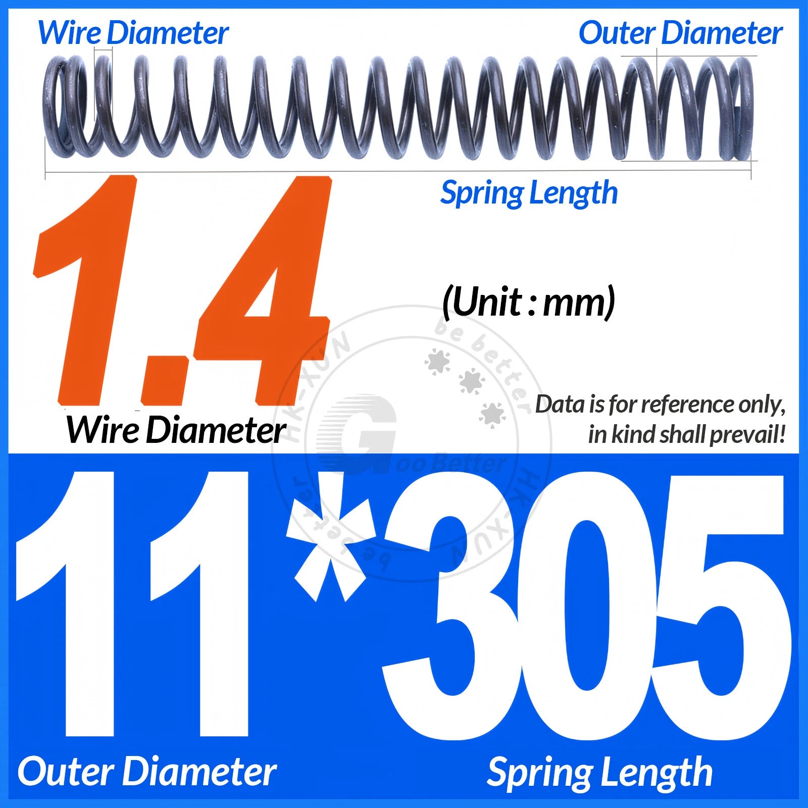 Length 305mm Compression Spring Pressure Springs OD 3-60mm Wire Dia 0.3mm-6.0mm