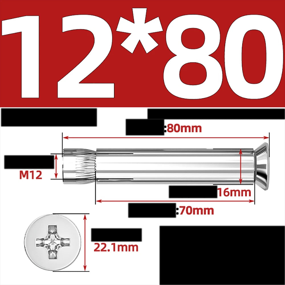 Sleeve Anchor Countersunk Phillips Expansion Bolts M6–M12 | 304/201 SS & Zinc