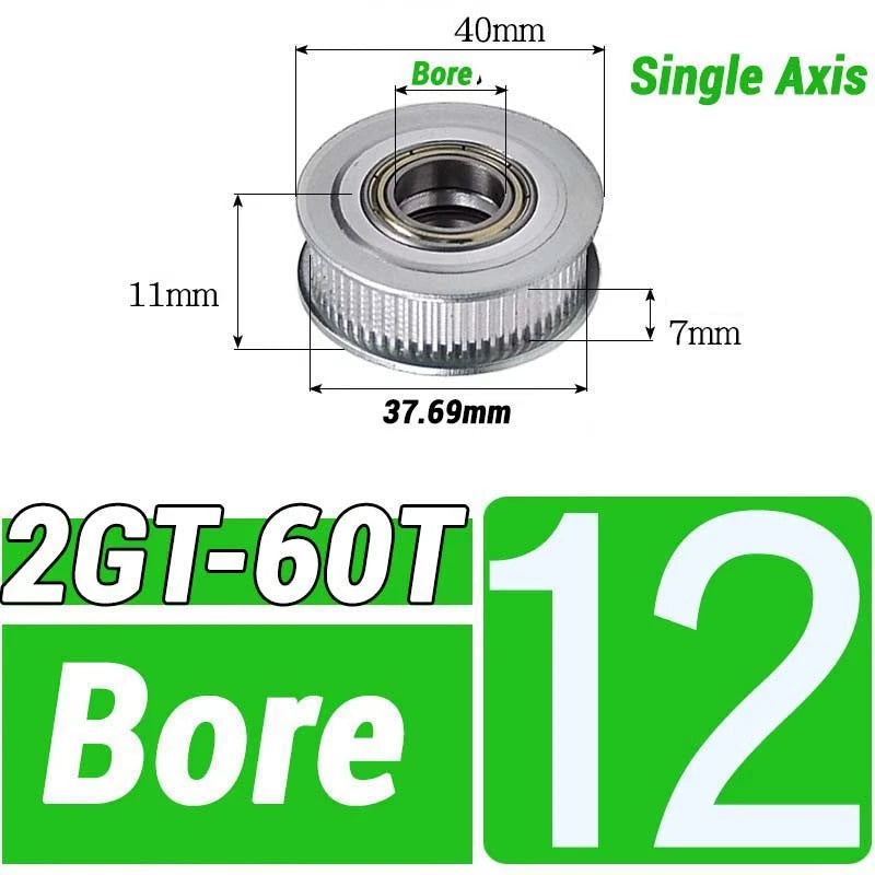 GT2 Timing Belt Pulley 16-100 Teeth 6-10mm Teeth Width Bore 3mm-25mm For 3D