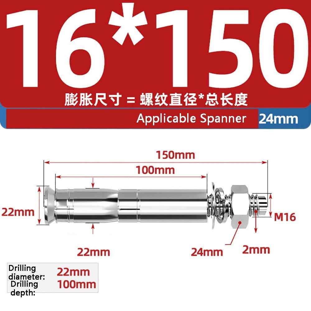 Stainless Steel Expansion Anchor Bolts — M8 to M20, 201 & 304, A/B Type