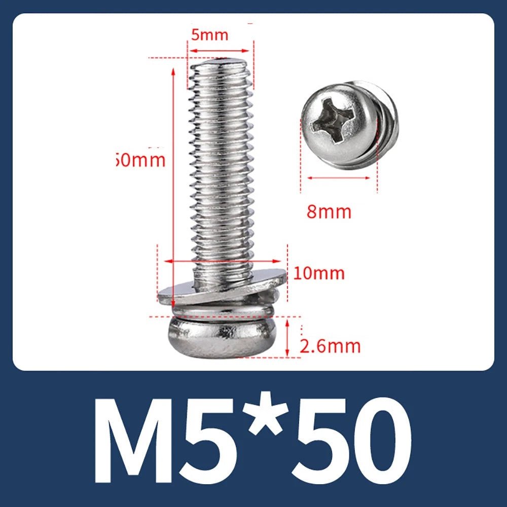 M2–M10 Phillips Button Head Machine Screws — 304 Stainless Steel - HomeDIYer