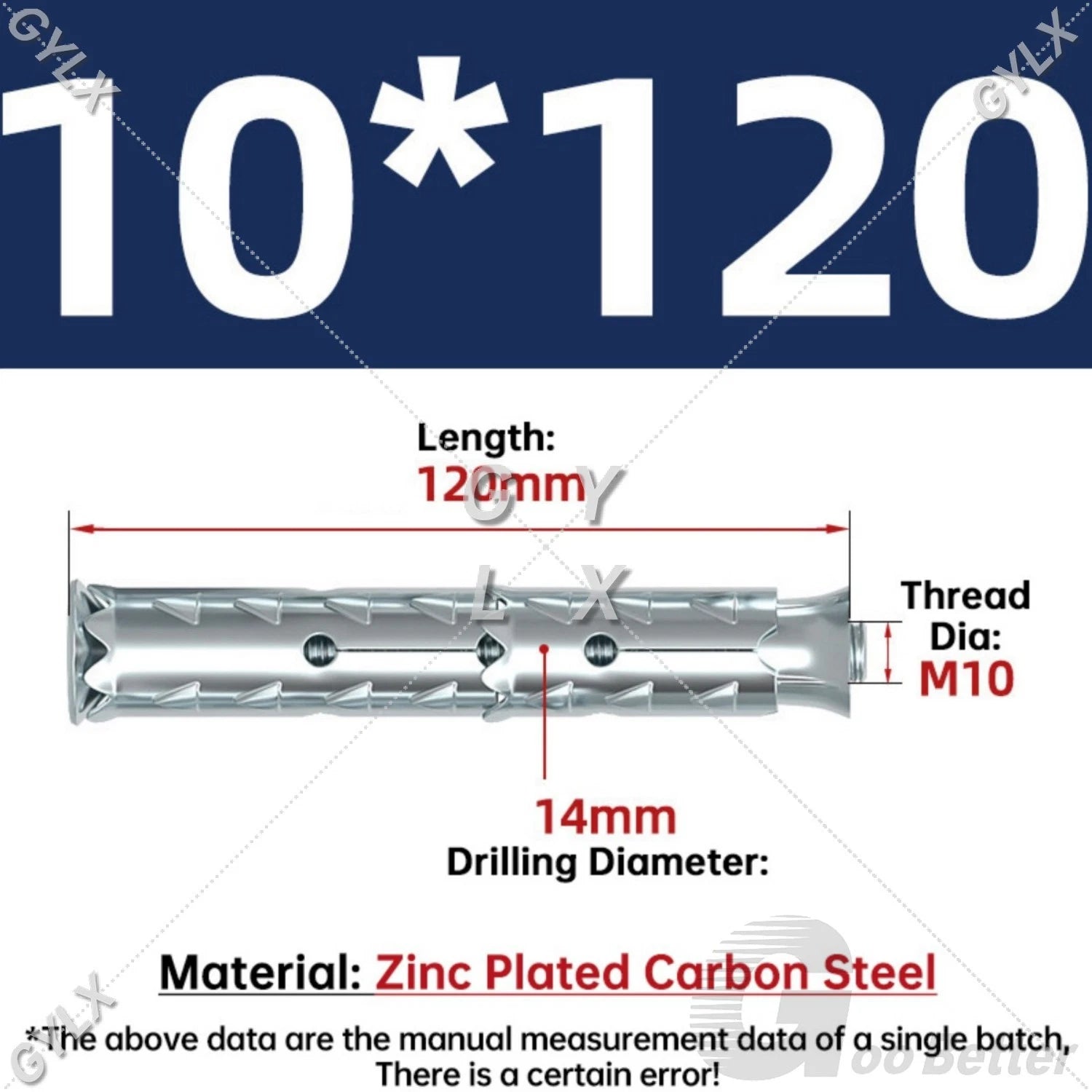 Galvanized Masonry Concrete Expansion Bolts — M6 M8 M10 M12 Wall Anchor Screws