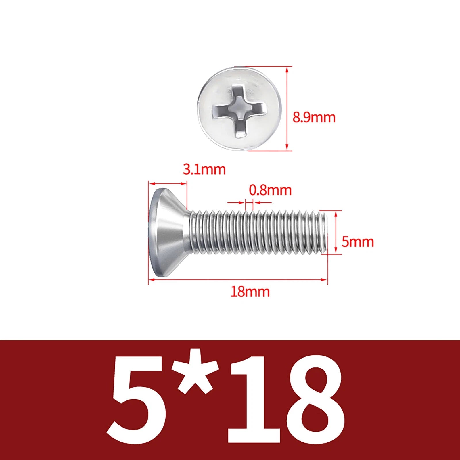 M3–M10 Phillips Countersunk Machine Screws – A2 Stainless Steel, Flat Head, Fully Threaded (3–100mm Overall Length)