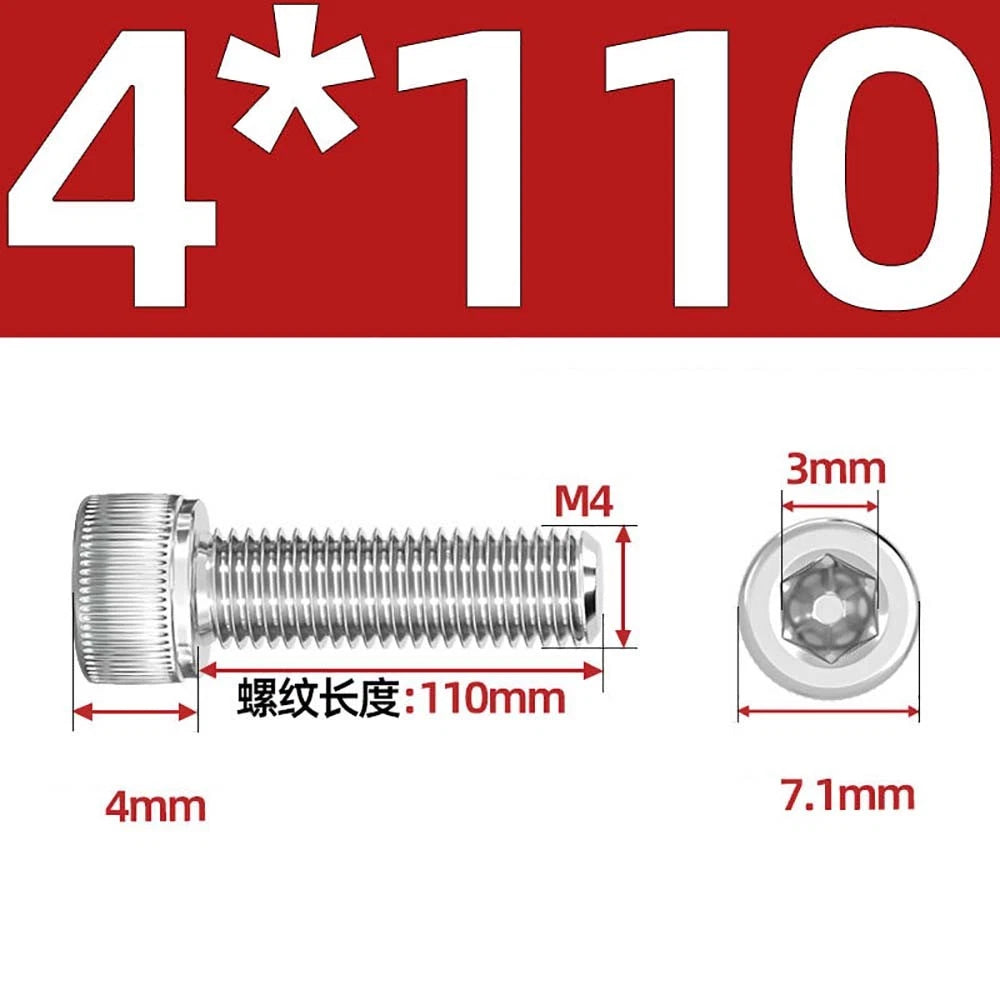 M3 M4 M5 Socket Head Cap Screws – A2 Stainless Steel, High Strength & Corrosion Resistant