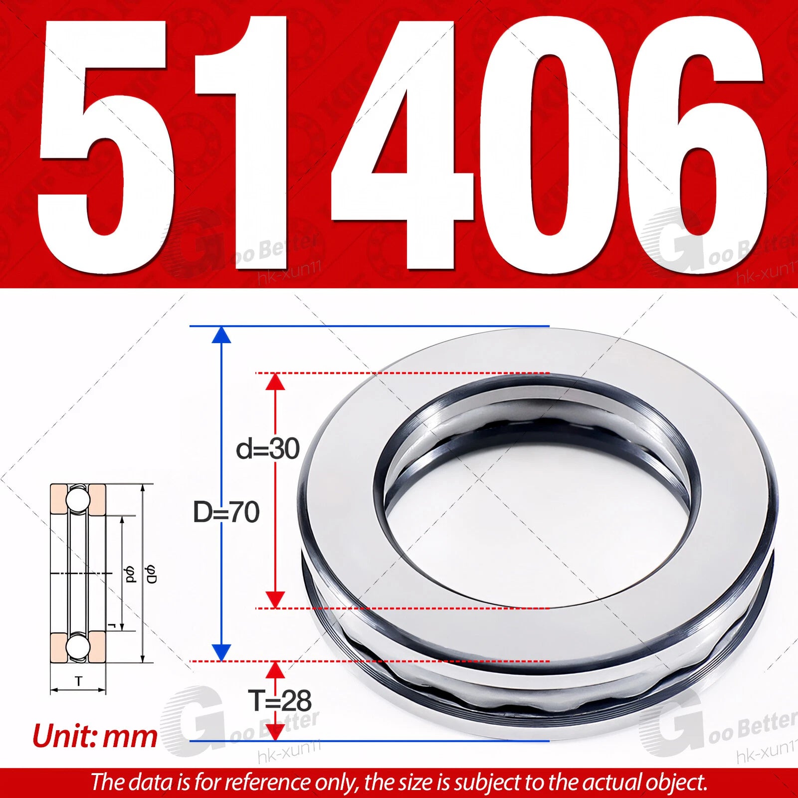 Plane Axial Ball Bearing Thrust Bearings F2-6M - F13-22M- 51100 - 51413 Series