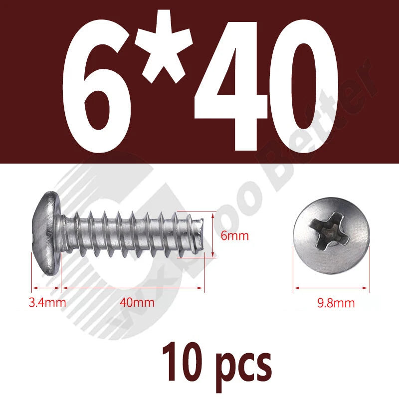 Pan Head Sheet Metal Screws Metric M1~M6 A2 Stainless Steel Sheet Metal Screws