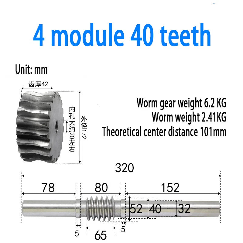 1/1.5/2/2.5/3/4 Module 15T to 100T Gear Steel Worm Wheel Gear & Worm Gear Shaft