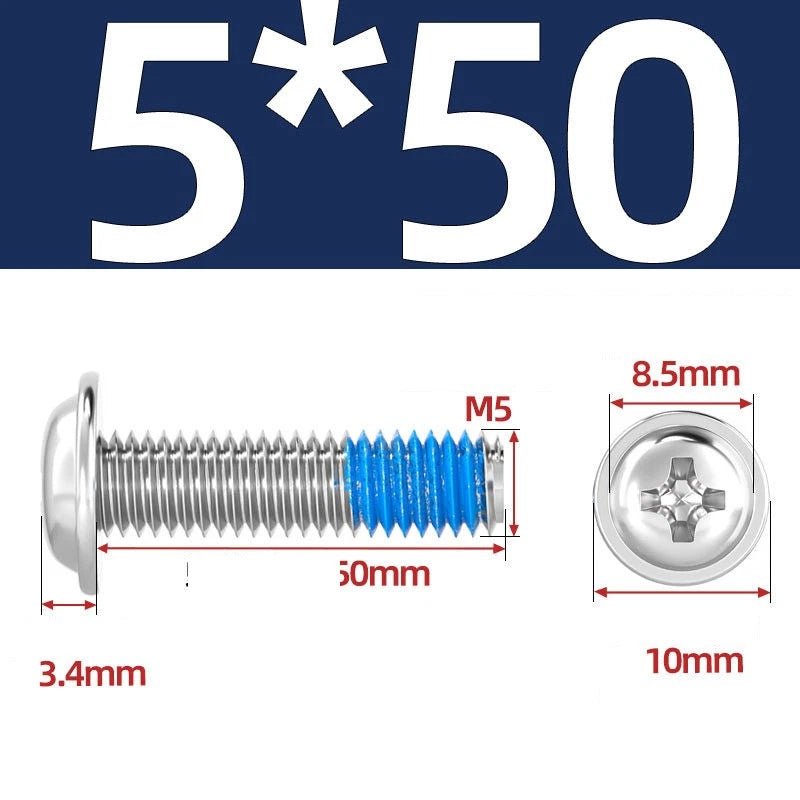 A2 Stainless Steel Phillips Flanged Button Head Machine Screws — M2 to M6, Built - In Washer Face - HomeDIYer