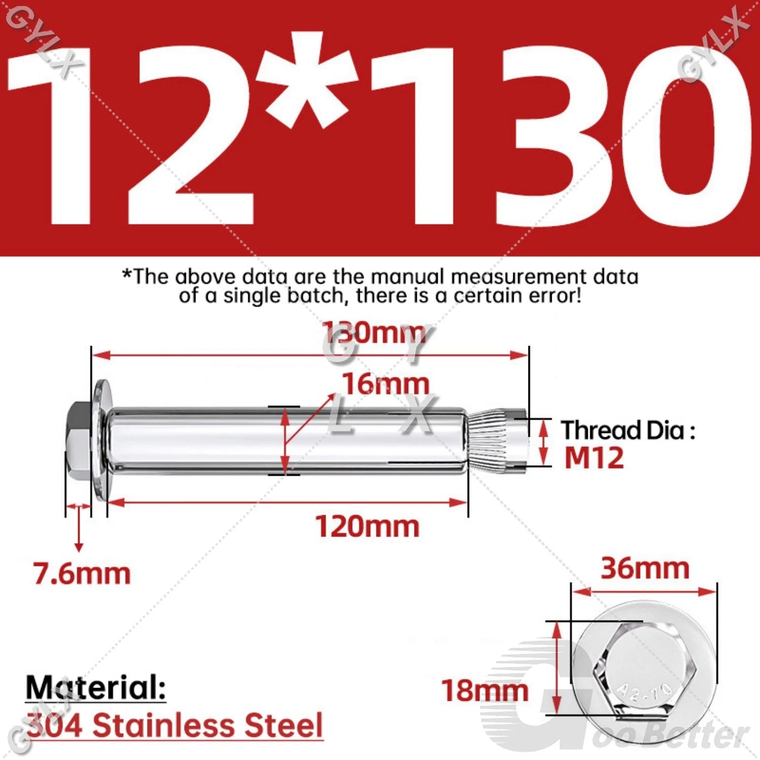 Expansion Anchor Bolts for Masonry — M6 to M16, Stainless Steel & Zinc-Coated