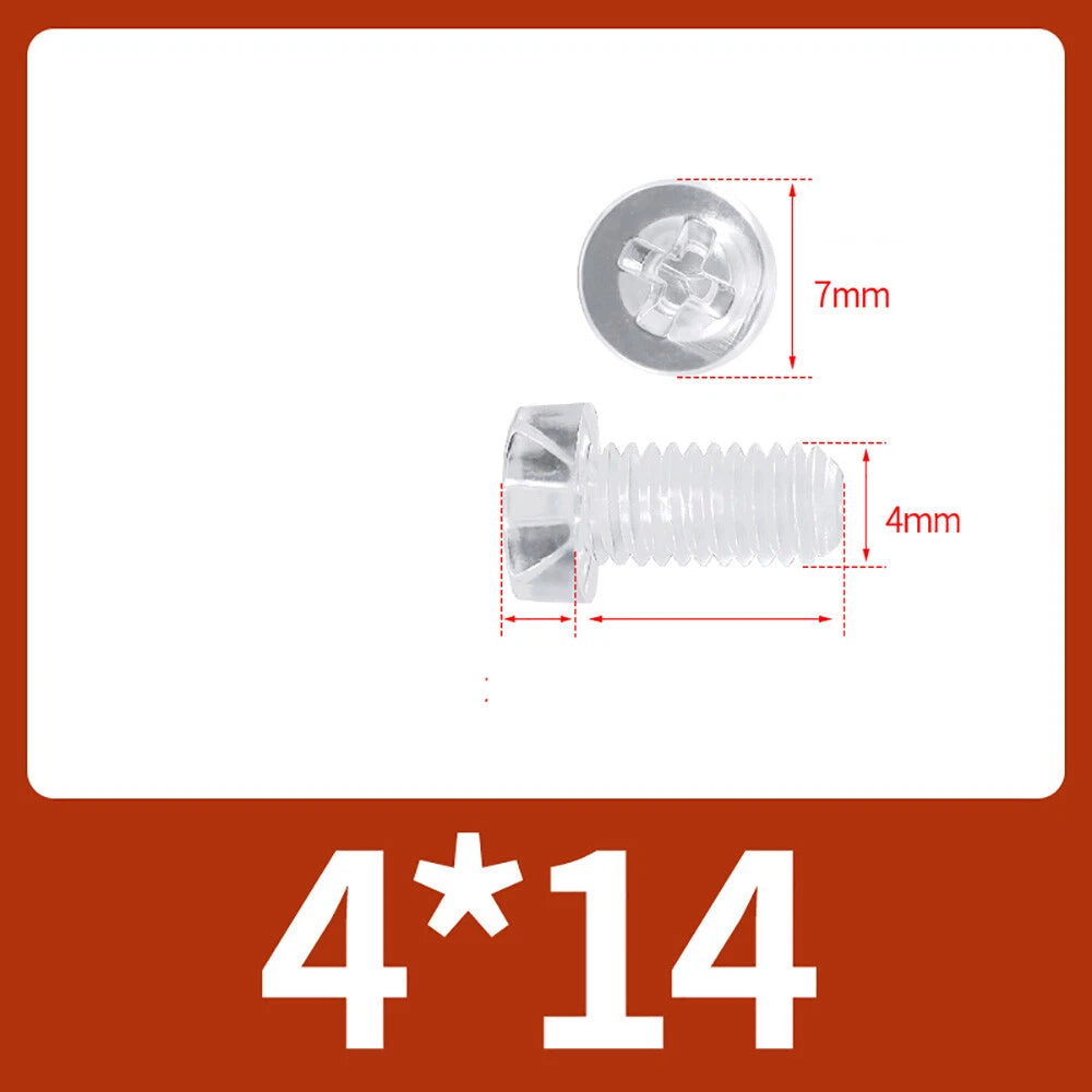 M2-M10 Clear Plastic Phillips Round/Pan Head Machine Screws Cross Screws Hex Nut