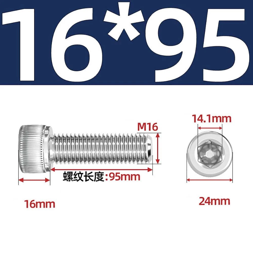 Socket Head Cap Screws – A2 Stainless Steel, M6 to M24, Hex Drive (DIN 912)