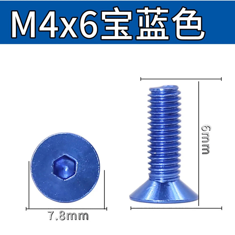M3.5 / M4 Countersunk Hex Socket Screws — Anodized Aluminum Alloy, 10 Colors