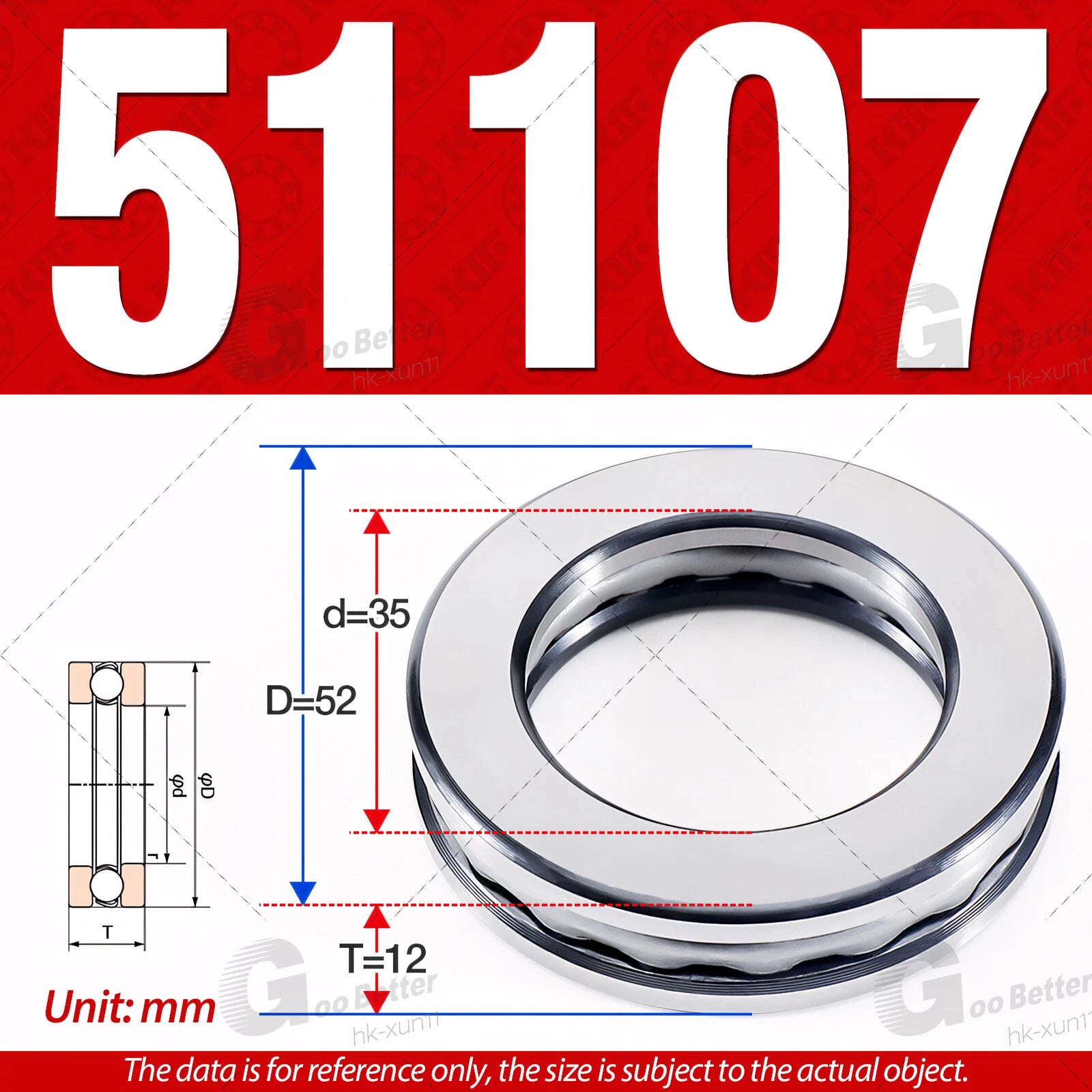 Plane Axial Ball Bearing Thrust Bearings F2-6M - F13-22M- 51100 - 51413 Series