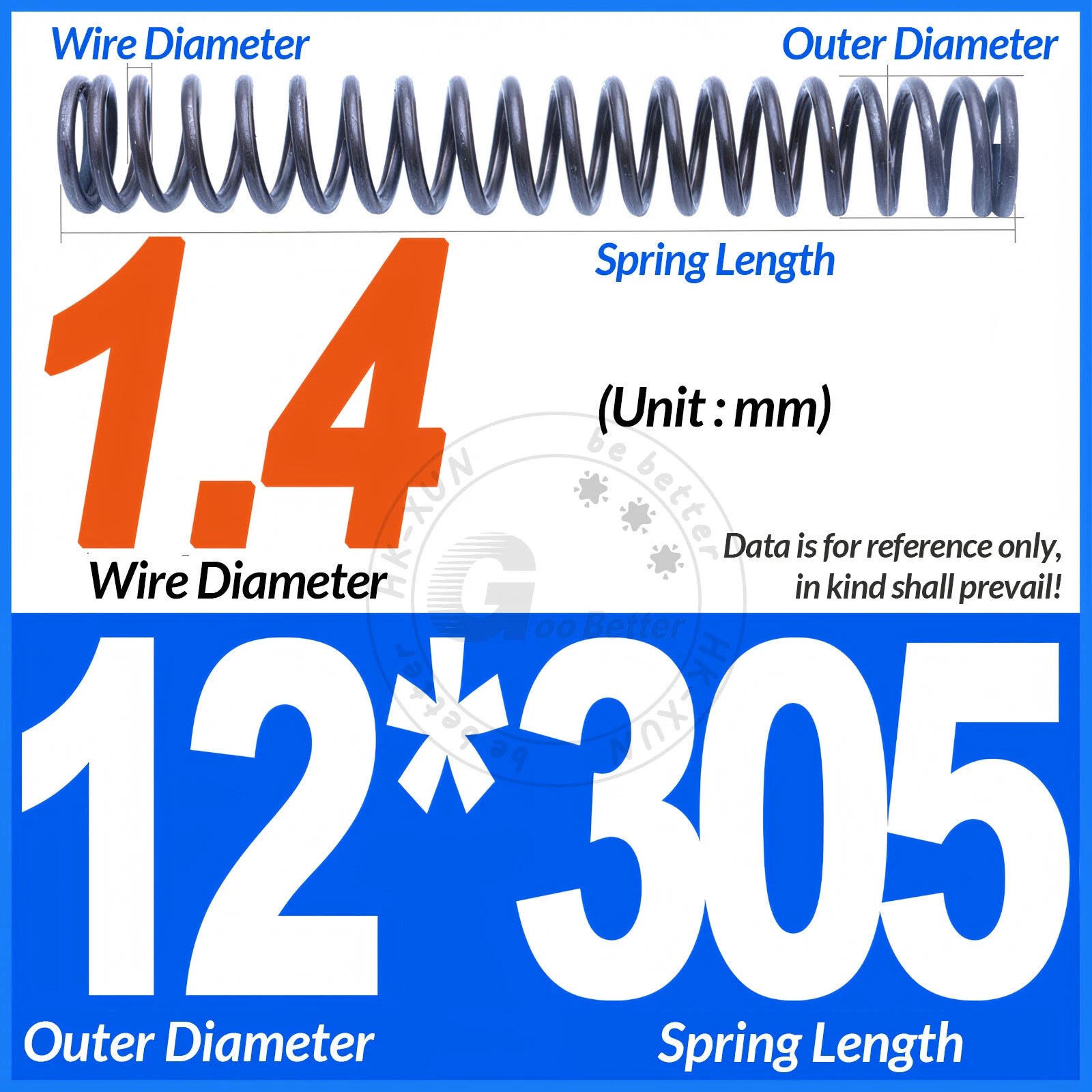 Length 305mm Compression Spring Pressure Springs OD 3-60mm Wire Dia 0.3mm-6.0mm