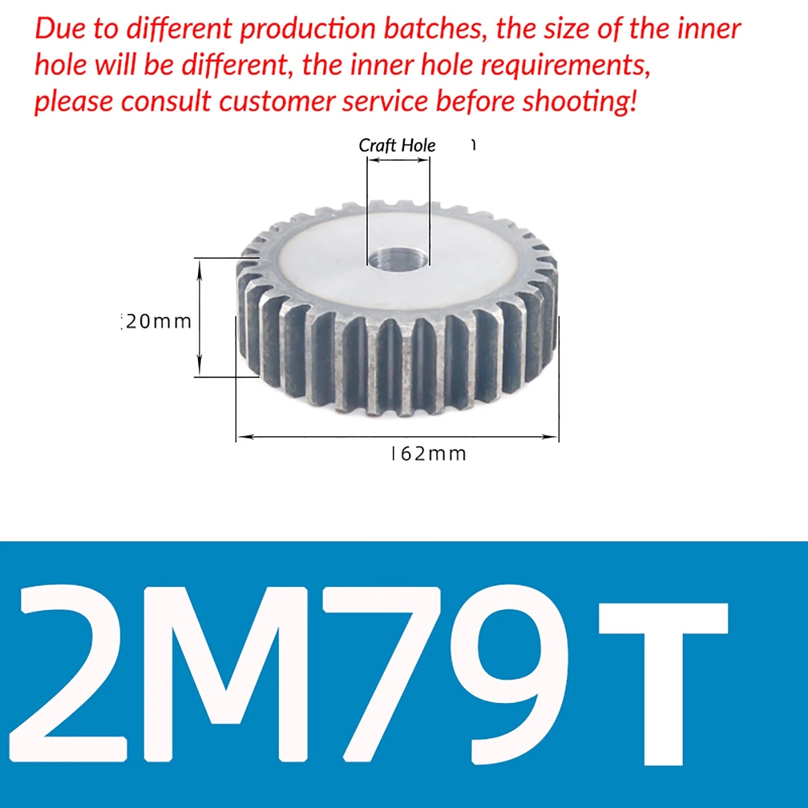 Mod 2 45# Steel Spur Gears Pinion Gear Thickn 20mm 10T - 100T Transmission Gear