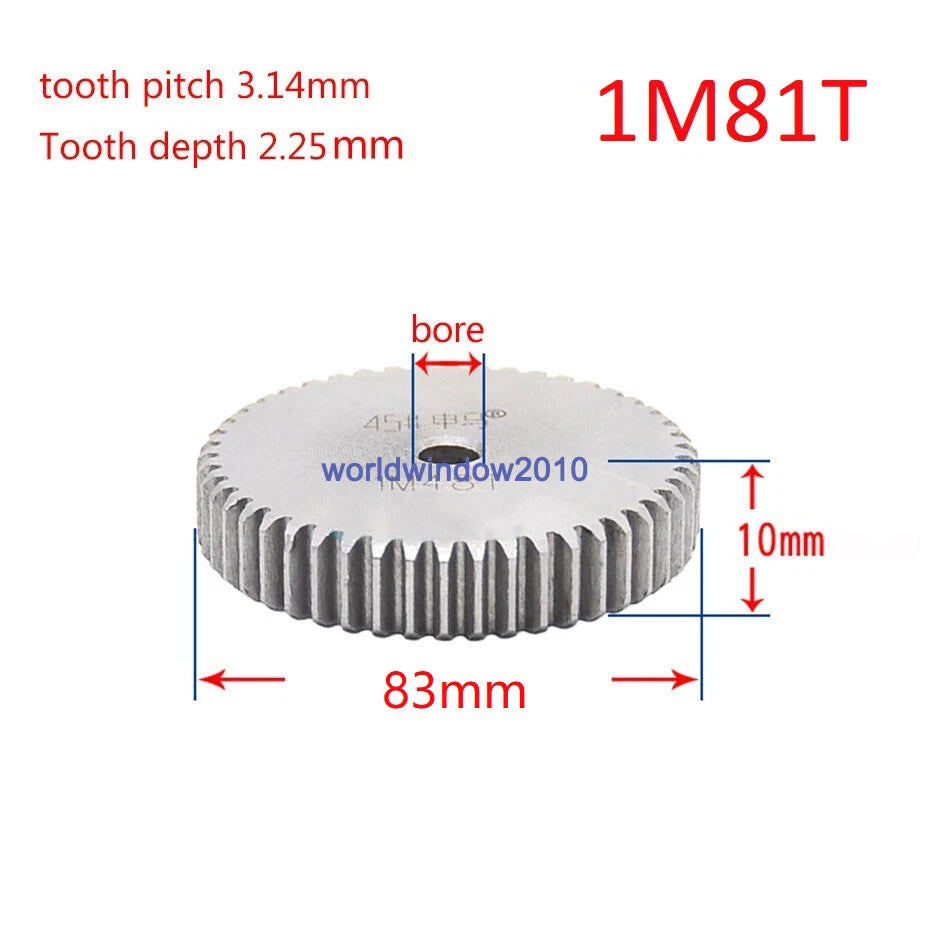 45# Steel Spur Gear 1M12T-1M100T Metal Mod 1 Pinion Gear 12-100 Tooth Moter Gear