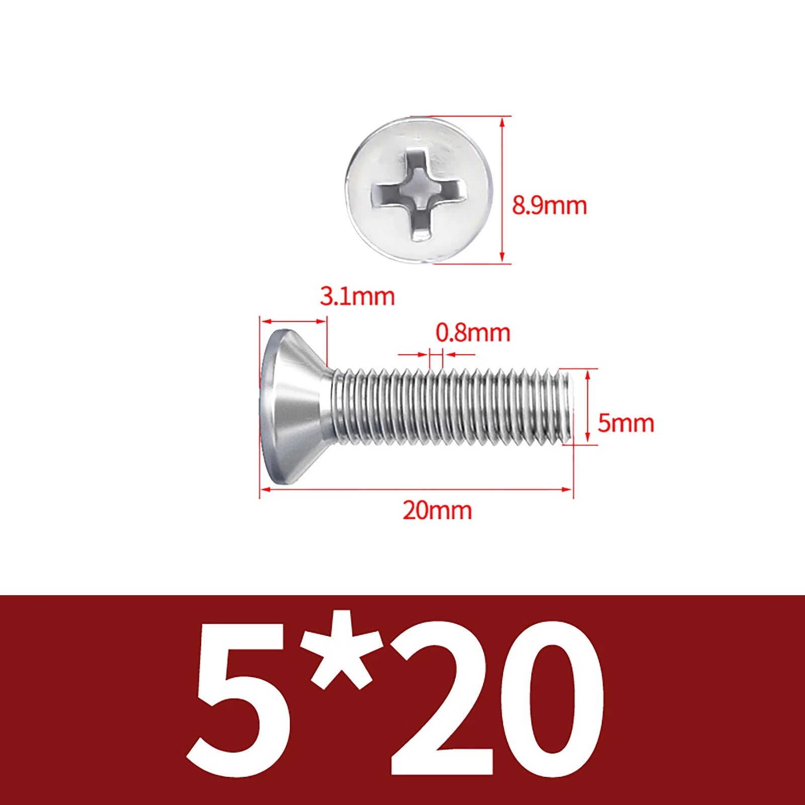 M3–M10 Phillips Countersunk Machine Screws – A2 Stainless Steel, Flat Head, Fully Threaded (3–100mm Overall Length)