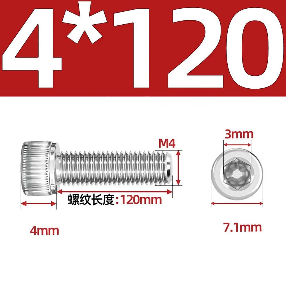 M3 M4 M5 Socket Head Cap Screws – A2 Stainless Steel, High Strength & Corrosion Resistant