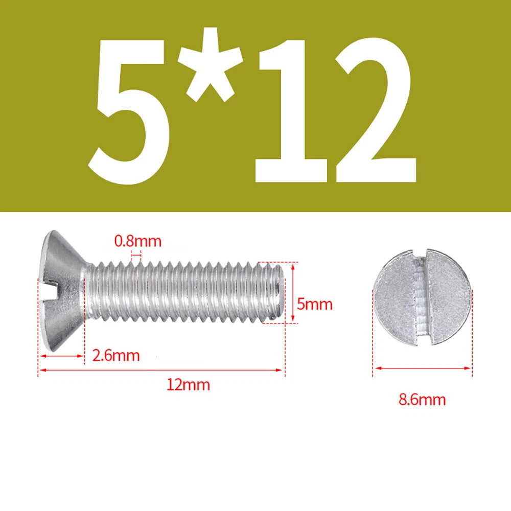 M1.6–M8 A2 Stainless Steel Flat Head Slotted Machine Screws | Countersunk Bolts