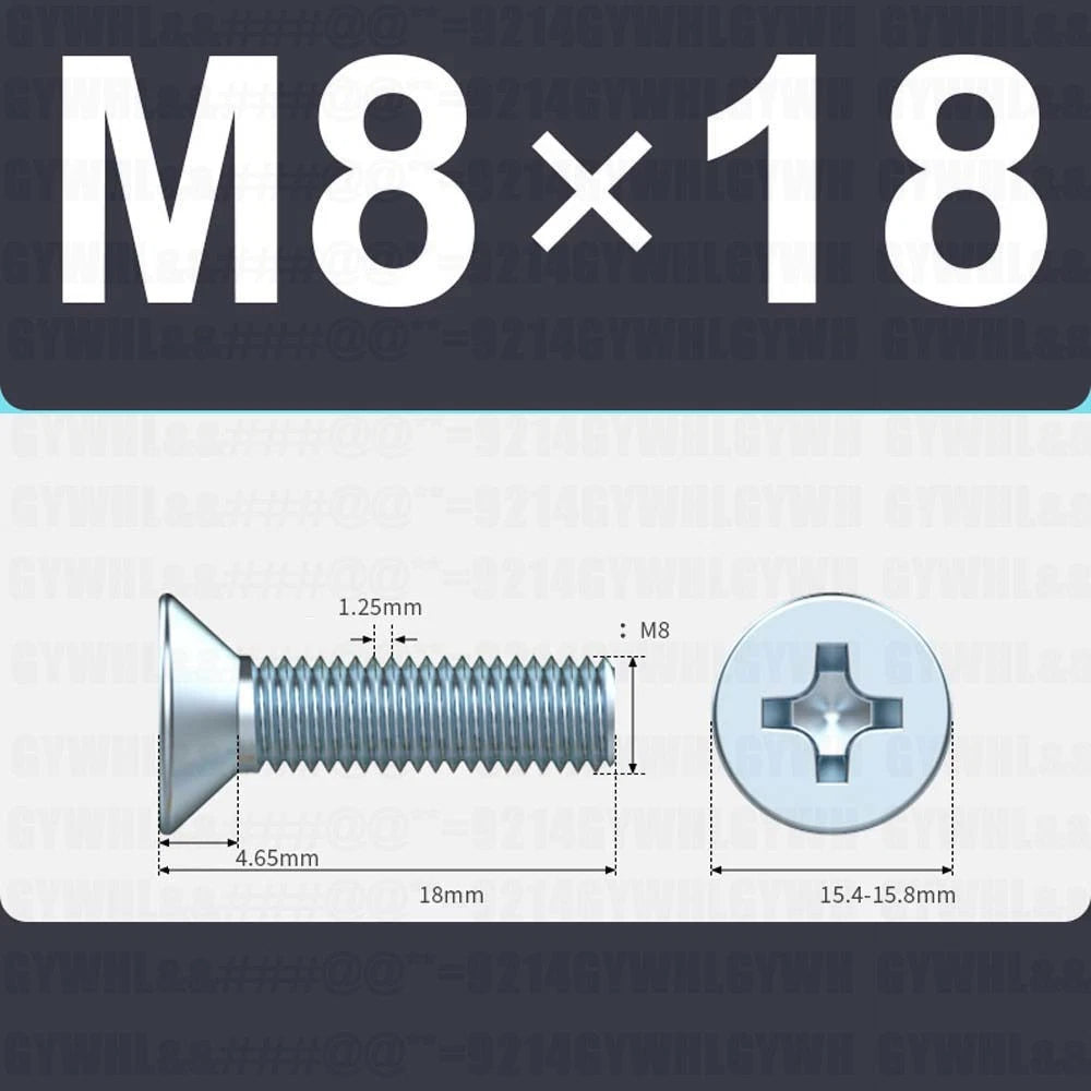 M3–M12 Zinc Plated Phillips Countersunk Machine Screws DIN 965 | Flat Head Bolts