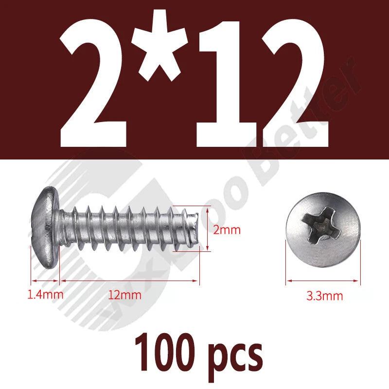 Pan Head Sheet Metal Screws Metric M1~M6 A2 Stainless Steel Sheet Metal Screws