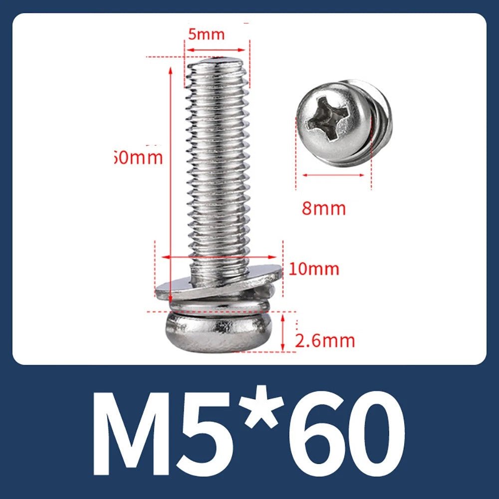 M2–M10 Phillips Button Head Machine Screws — 304 Stainless Steel - HomeDIYer
