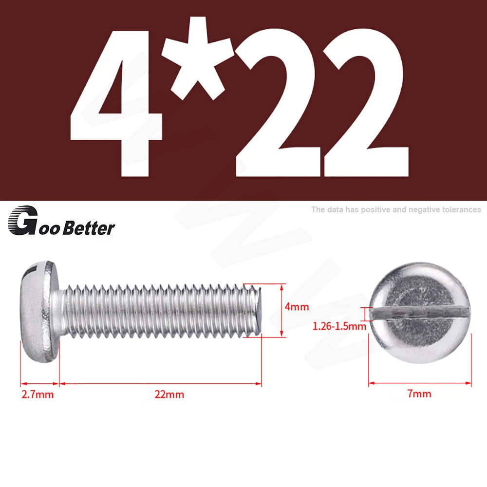 Slotted Pan Head Machine Screws – M1.6 to M4, A2 Stainless Steel, Fully Threaded, Lengths 3mm–60mm