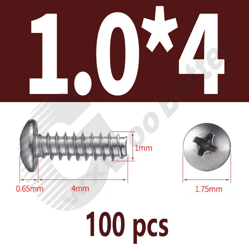 Pan Head Sheet Metal Screws Metric M1~M6 A2 Stainless Steel Sheet Metal Screws