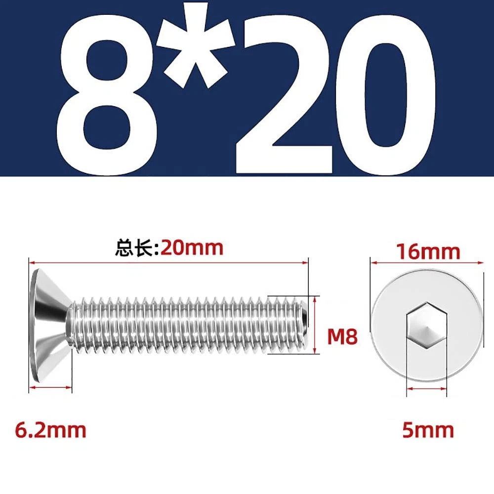 Countersunk Hex Socket Screws – A2 Stainless Steel, M2 to M16, DIN 7991, Fully Threaded