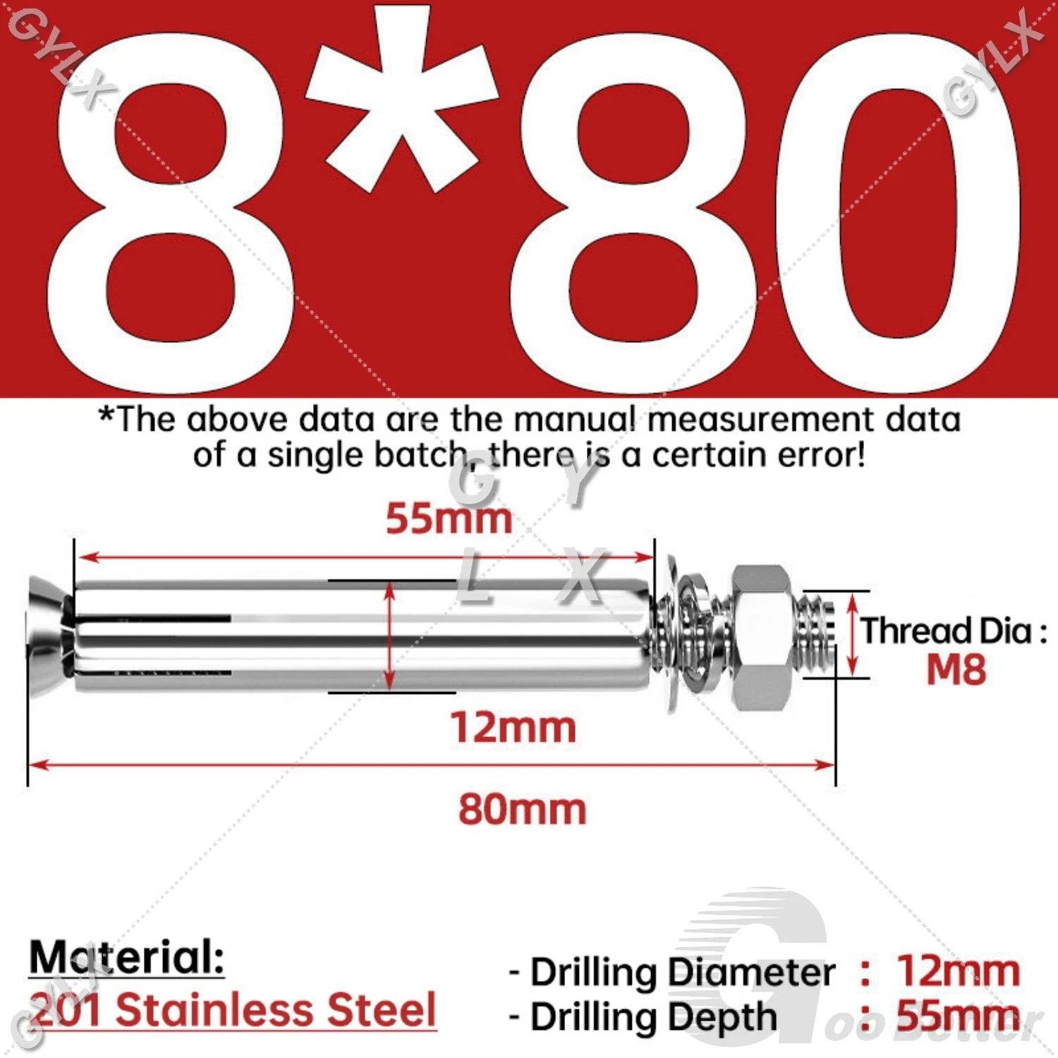 Concrete Expansion Bolts Wall Anchor Screws — M6 to M20 | Stainless Steel & Zinc Plated