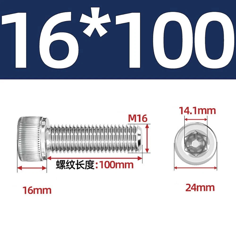 Socket Head Cap Screws – A2 Stainless Steel, M6 to M24, Hex Drive (DIN 912)