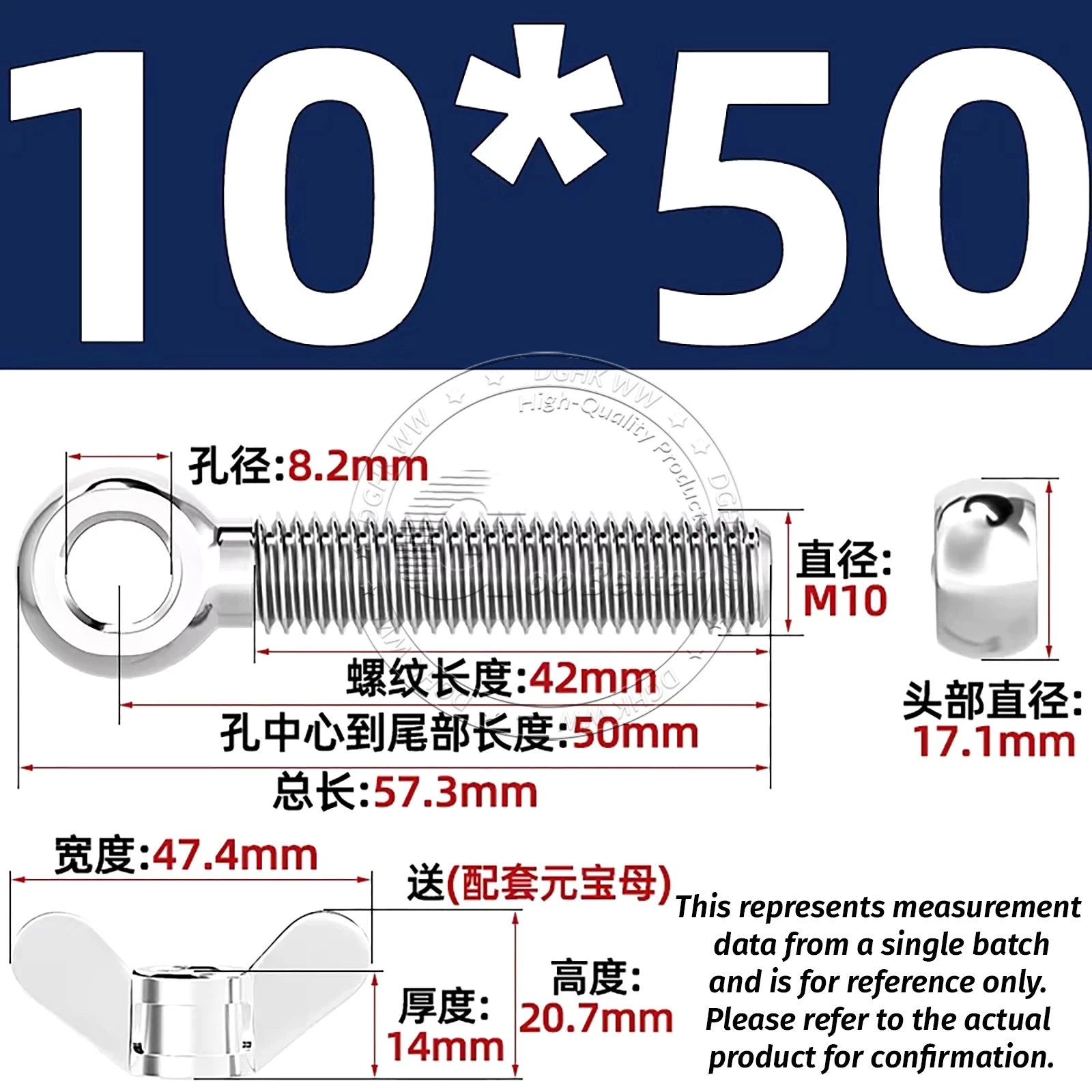 Eye Bolts with Nut — Forged Stainless Steel Threaded Ring Hanging Screws