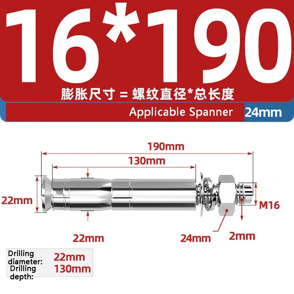 Stainless Steel Expansion Anchor Bolts — M8 to M20, 201 & 304, A/B Type
