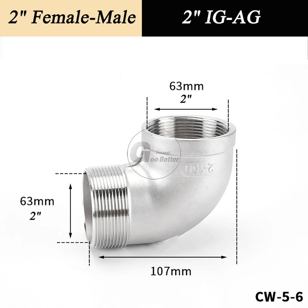 A2 Stainless Steel BSP Reducer Elbow Pipe Fittings | 1/8" to 4" Male Female