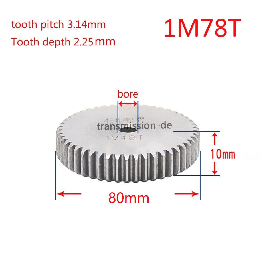 1 Mod 45# Steel Spur Gears Pinion Gear Thickness 10mm 12-160 Teeth For 3D CNC
