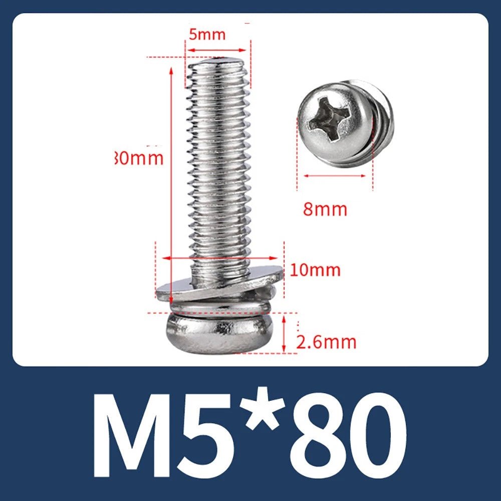 M2–M10 Phillips Button Head Machine Screws — 304 Stainless Steel - HomeDIYer