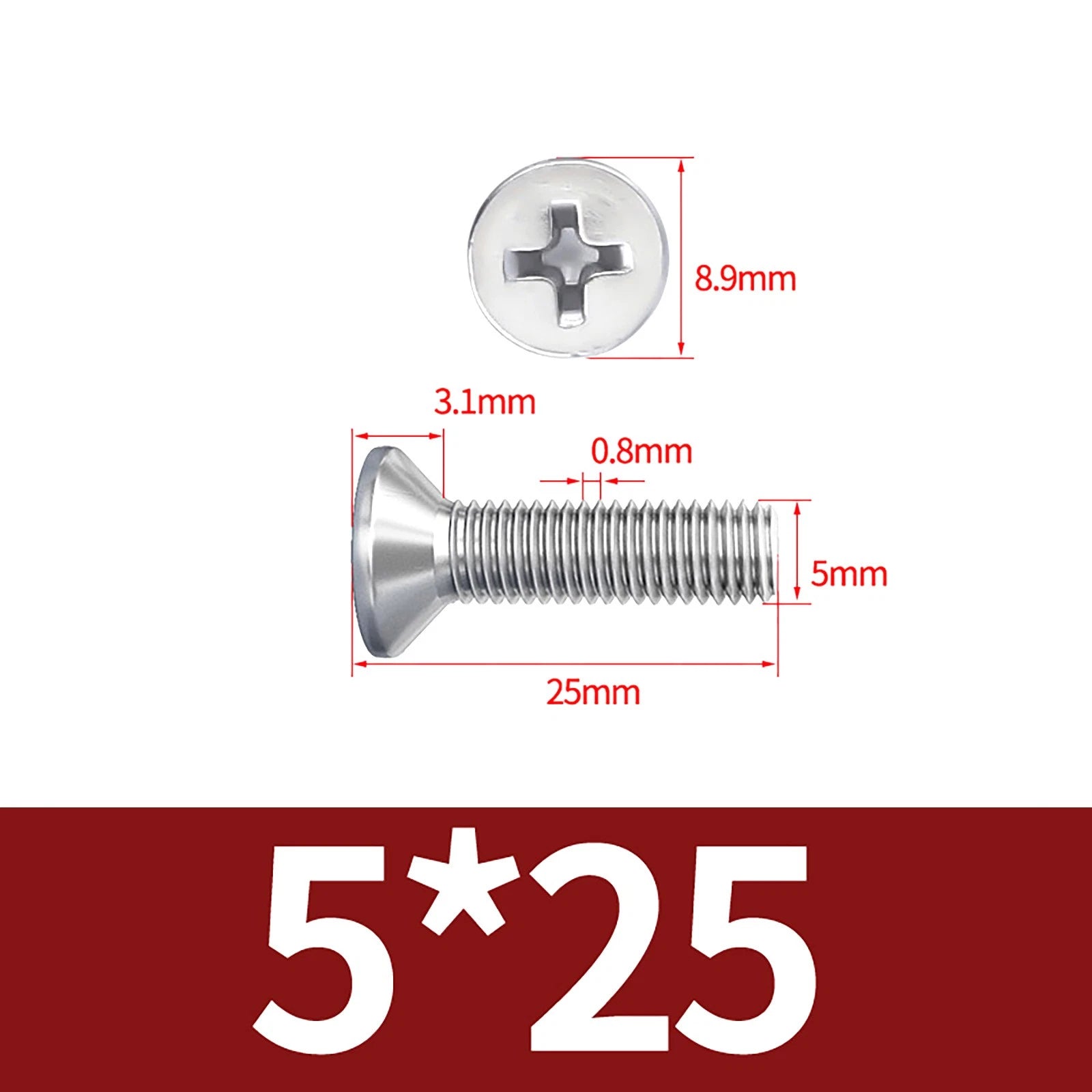 M3–M10 Phillips Countersunk Machine Screws – A2 Stainless Steel, Flat Head, Fully Threaded (3–100mm Overall Length)