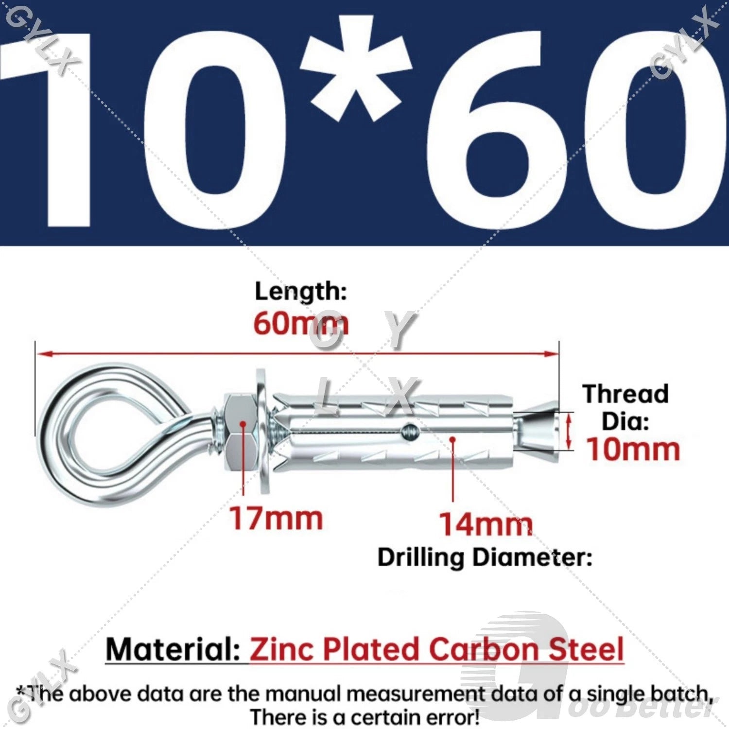 Galvanized Masonry Concrete Expansion Bolts — M6 M8 M10 M12 Wall Anchor Screws
