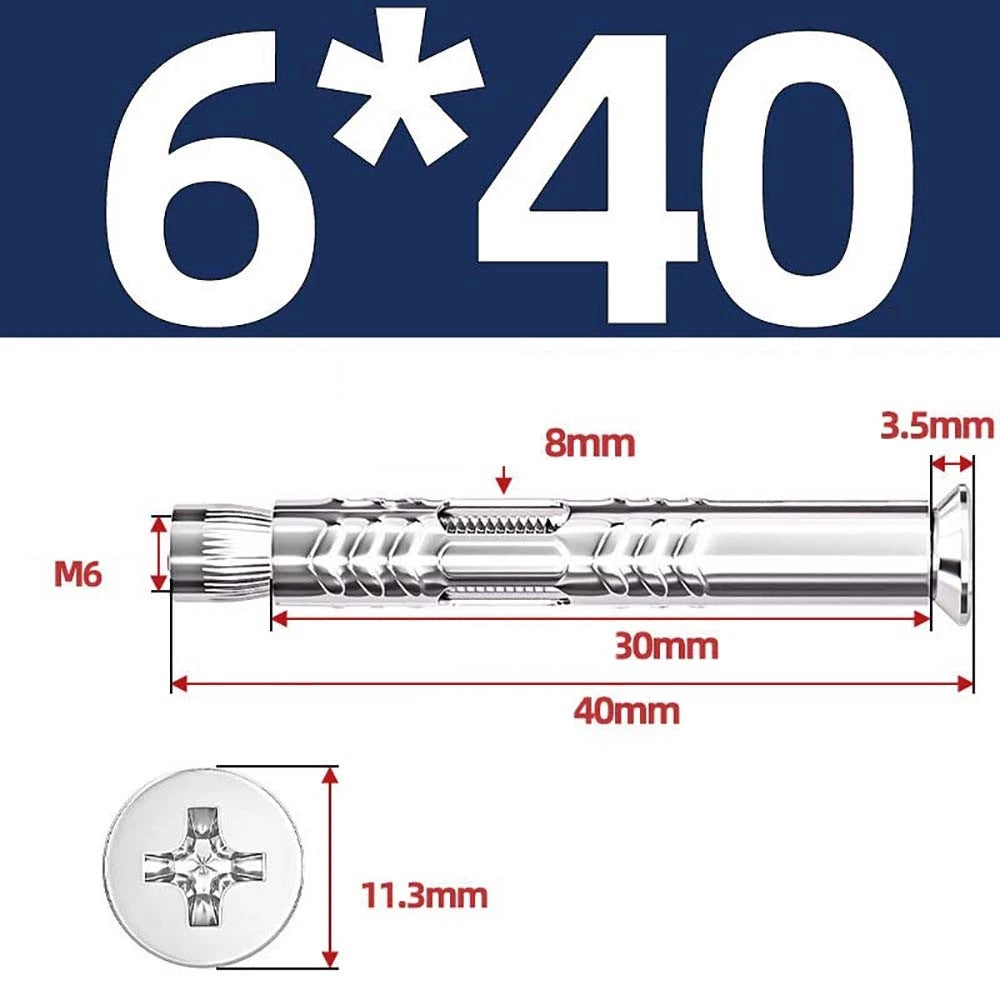 Sleeve Anchor Countersunk Phillips Expansion Bolts M6–M12 | 304/201 SS & Zinc