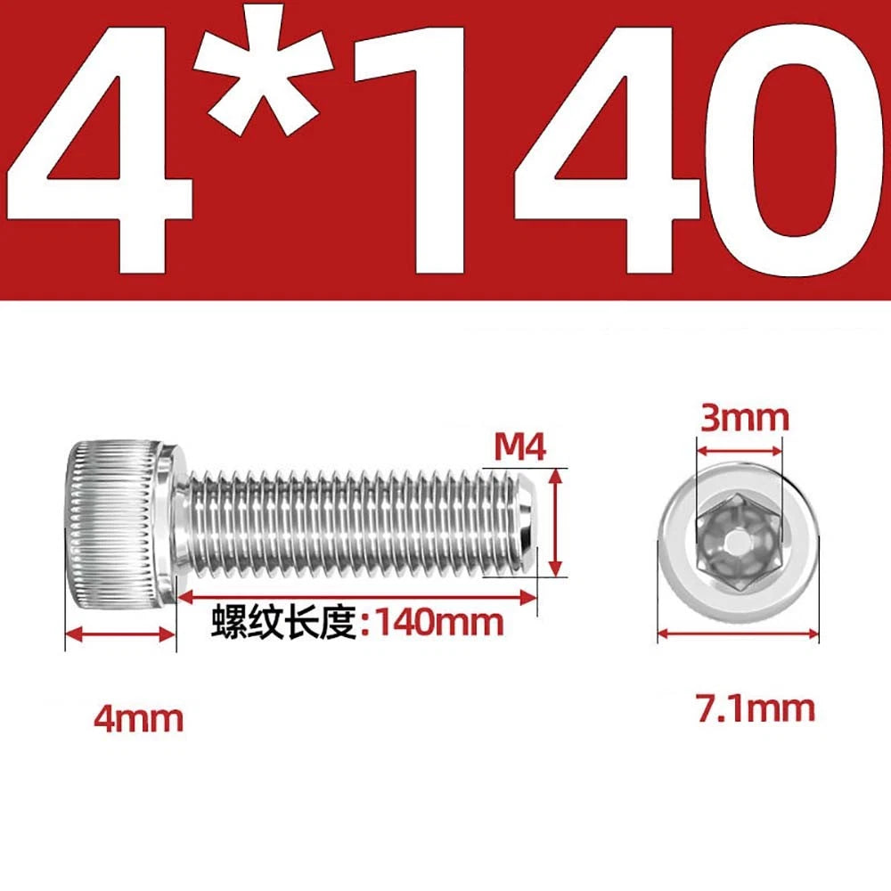 M3 M4 M5 Socket Head Cap Screws – A2 Stainless Steel, High Strength & Corrosion Resistant