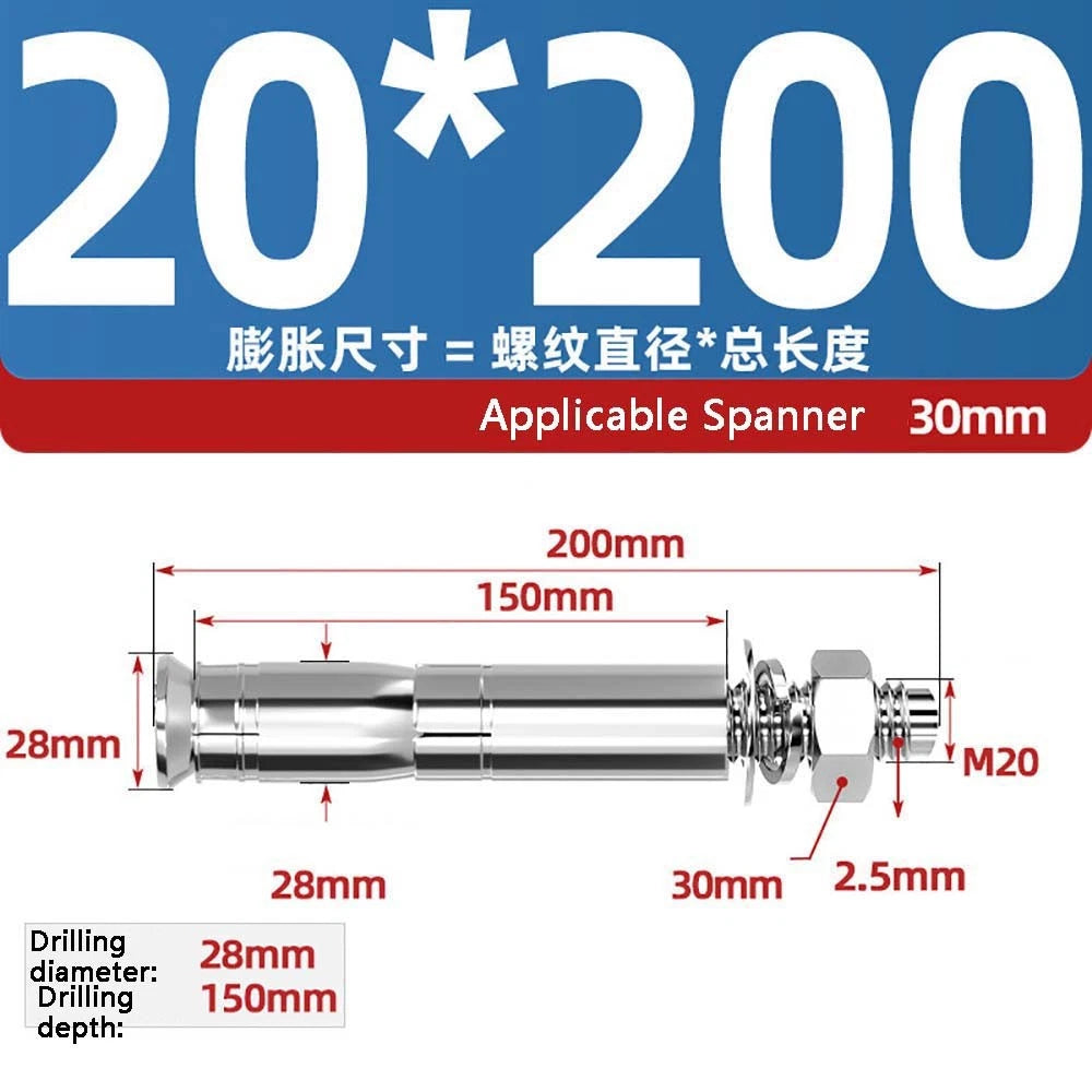 Stainless Steel Expansion Anchor Bolts — M8 to M20, 201 & 304, A/B Type