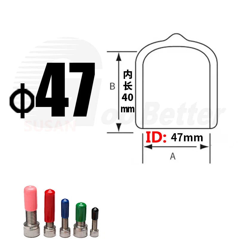 PVC End Caps for Screws, Bolts, Rods & Tubes – Thread Cover Protector, Cable Insulation Caps (1.3mm – 90mm, Black, 15-50mm Lengths)