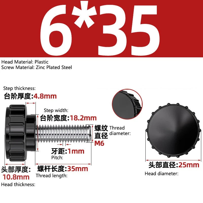 M3-M8 A2/304 Stainless Steel Plastic Knob Thumb Screws Hand Twist DIY Machinery