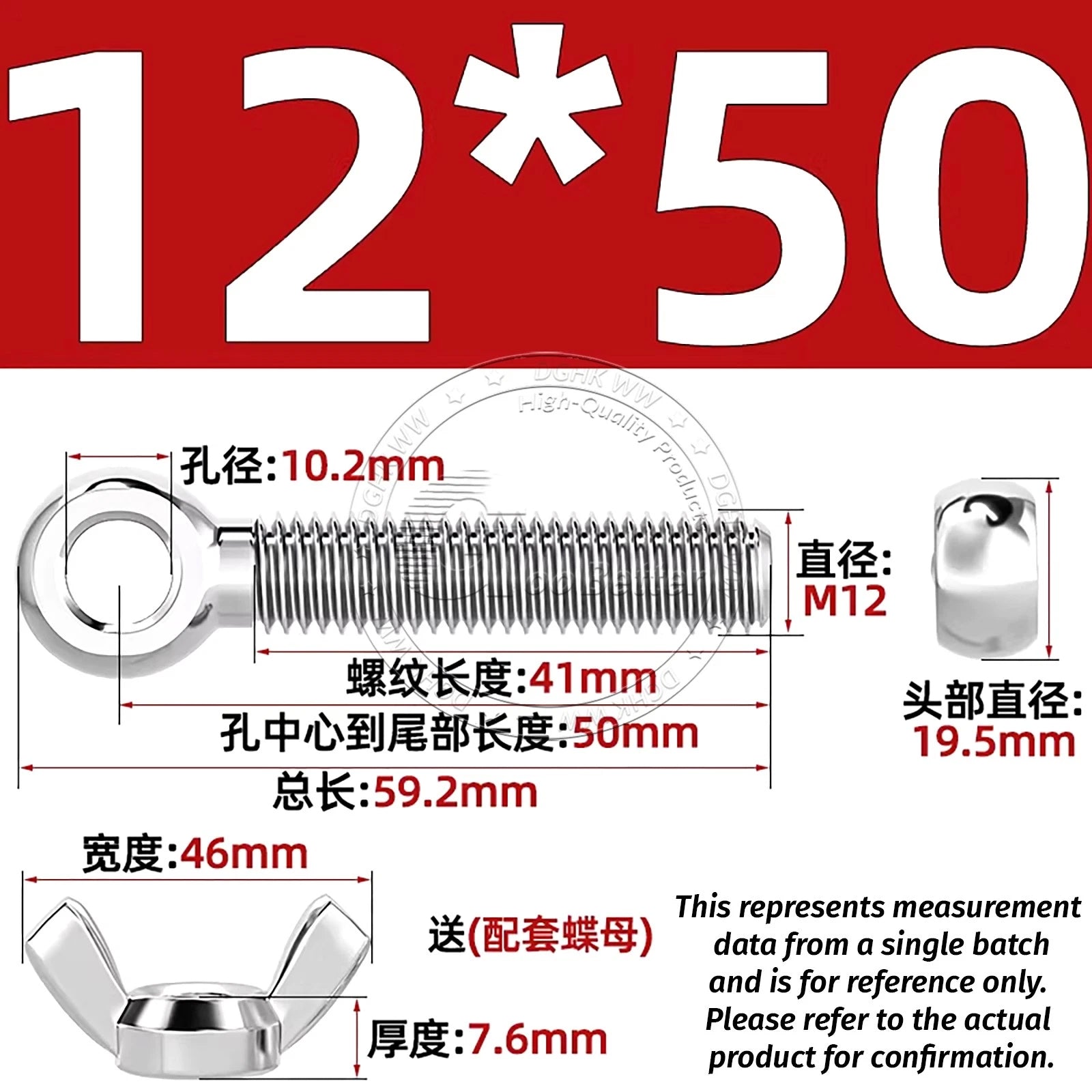 Eye Bolts with Nut — Forged Stainless Steel Threaded Ring Hanging Screws